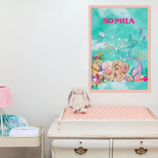 Havfrue ljust hår Rosa söt sjöstjärna Poster (Skapare uppladdad)