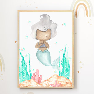 Havfrue Nursery Affisch Ocean Barn Rum Tryck