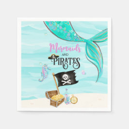 Havfrue- och Piratfödelsedag Pappersservett