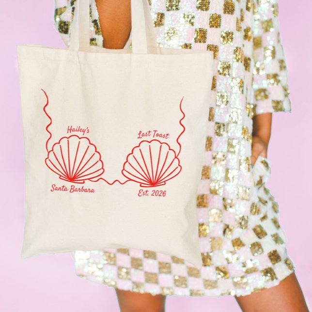 Havfrue Skalbank Sen Toast Sällskapsdam  Tygkasse (custom bachelorette tote bag last toast on the coast)