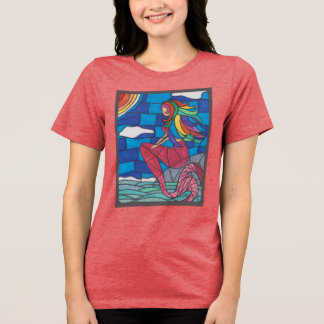 Havfrue T-Shirt Med Konst I Stil Med Färgat Glas