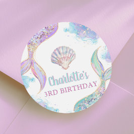 Havfrue Under Havet 3-års födelsedag Runt Klistermärke