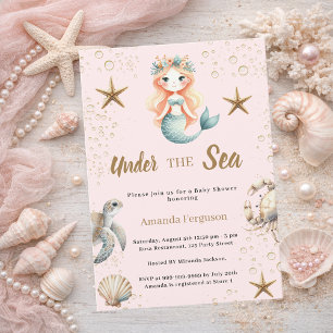 Havfrue Under havet oceanens djur Baby Shower Inbjudningar