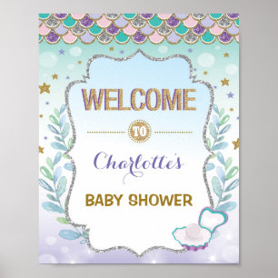 Havfrue välkomstskylt baby shower hav bröllopsdeko poster