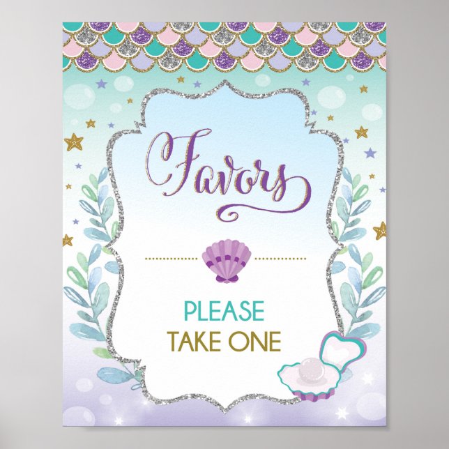 Havfruepresentkort Födelsedagsbarn Bröllopsdusch Poster (Framsidan)