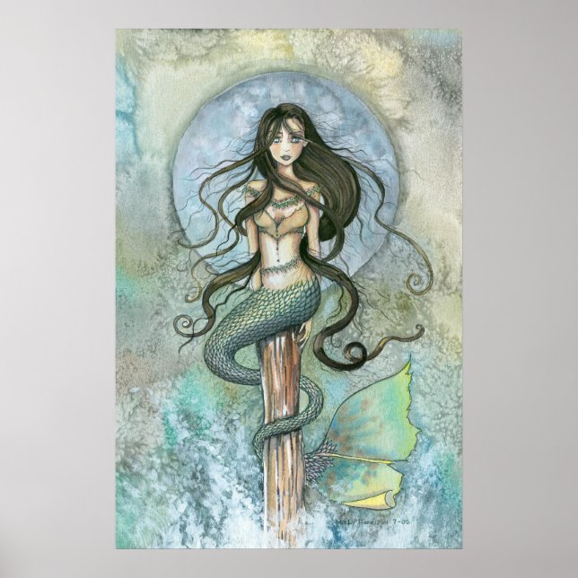 Havfruposter av Silver Moon av Molly Harrison Poster (Framsidan)