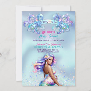 Havfrusjälv Mamma Gravid Bebis Baby Shower Inbjudningar