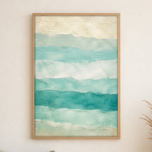 Havglas Gradient Vattenfärg Kustkonstaffisch Poster (Shown framed for scale. Poster ships unframed; frames are an optional add-on.)