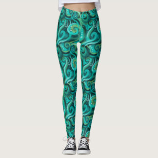 Havgröna virvelmönstrade leggings