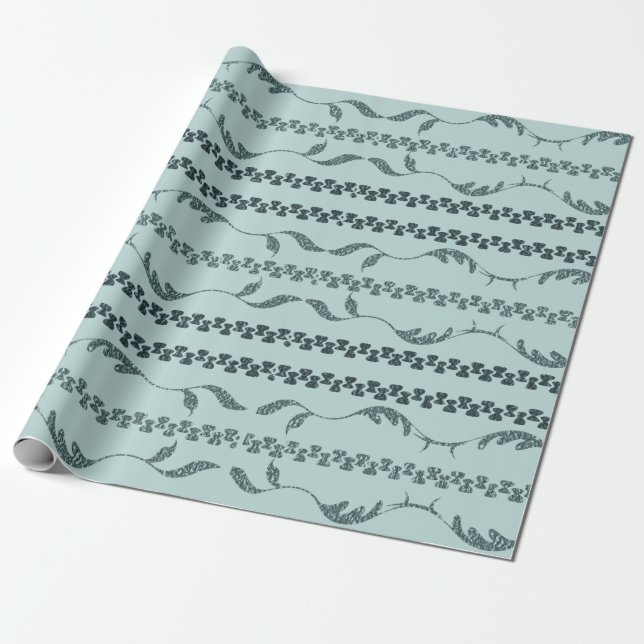 Havgrönt mönstrat inslagspapper presentpapper (Utrullad)