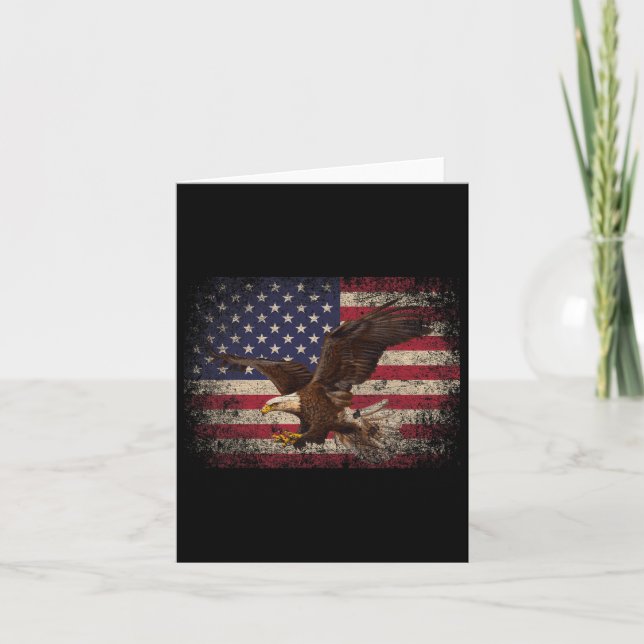 Havörn 4:e Juli Julpresent Amerikansk Flagga Kort (Framsida)
