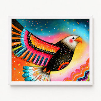 Havörn flygande rosa orange målning poster