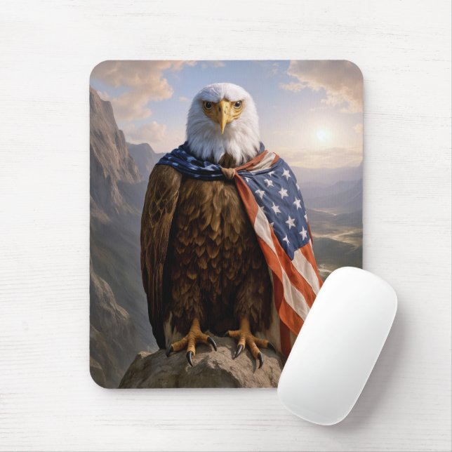 Havörn med amerikansk flagg-kappa musmatta (Med mus)