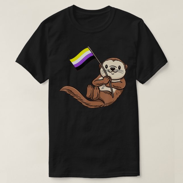 Havre med icke-binärt Flagga av Pride T Shirt (Design framsida)