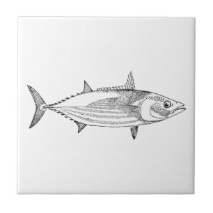 Havs- fiskkonst för vintage - hoppbaggetonfisk kakelplatta