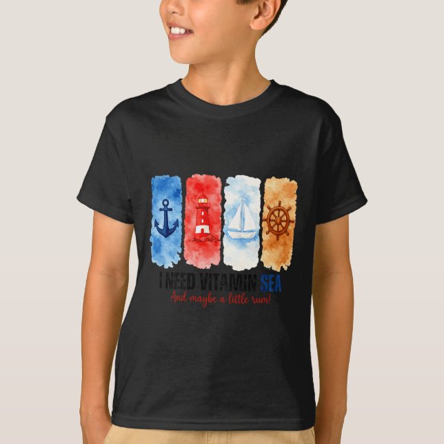 Havs längtan Ankare Fyrtorn Segelbåt T Shirt (Framsida)