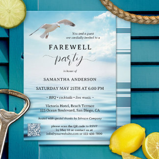 Havs mås frihet avsked pension Invitation Inbjudningar