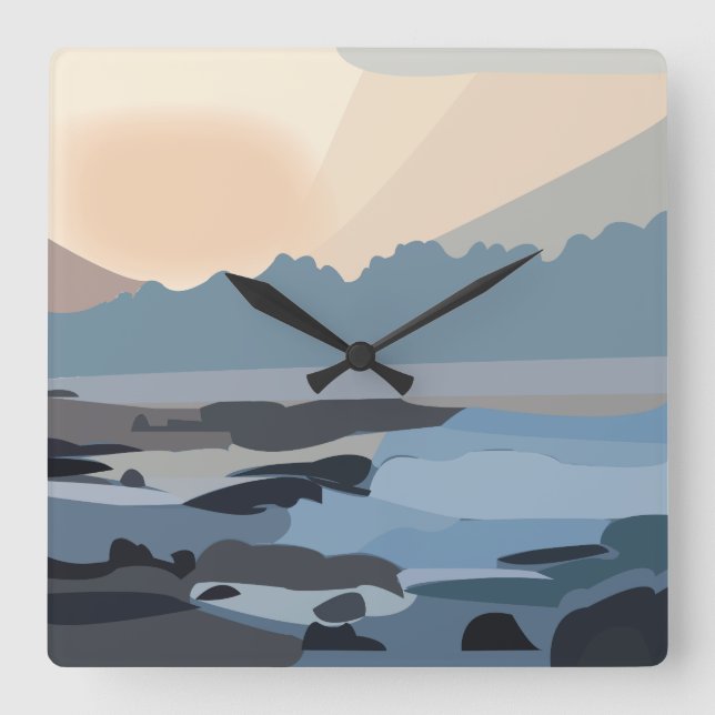 Havs Natur Himmel  Fyrkantig Klocka (Framsida)