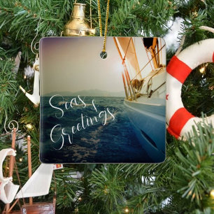 Havs och Hälsning Nautisk jul Julgransprydnad Keramik