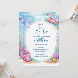 Havs Sjömansflickor Under Havet 2-års Födelsedag Inbjudningar