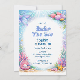 Havs Sjömansflickor Under Havet Andra Födelsedagen Inbjudningar