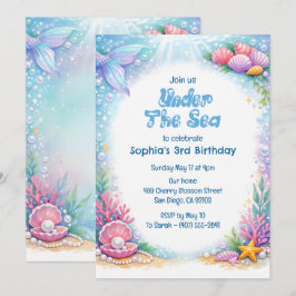 Havs Sjömansflickor Under Havet Tredje Födelsedage Inbjudningar