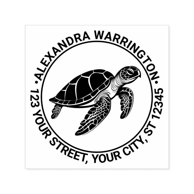 Havs sköldpadda #4 Namn Returadress Självfärgande Stämpel (Design)