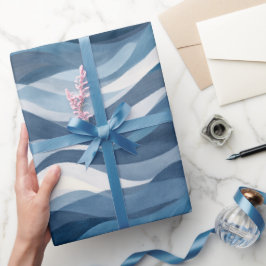 Havs våg djupblå dimma vit abstrakt mönster presentpapper