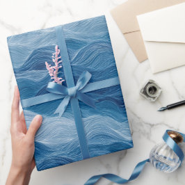 Havs våg djupblå dimma vit abstrakt mönster presentpapper