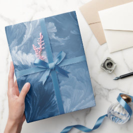 Havs våg djupblå dimma vit abstrakt mönster presentpapper