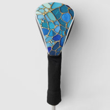 Havs vågor Blå och Guld Mosaik Finkonst