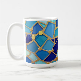 Havs vågor Blå och Guld Mosaik Finkonst Kaffemugg