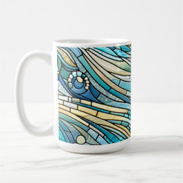 Havs vågor Teal Mosaik Finkonst Kaffemugg