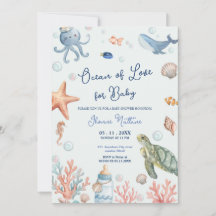 Havsälskande för Baby shower strandinbjudan