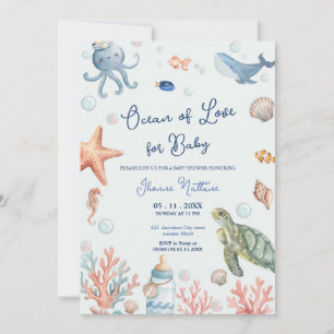 Havsälskande för Baby shower strandinbjudan Inbjudningar