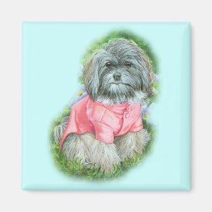Havsansk Rosa Jackar Art Porträtt Magnet