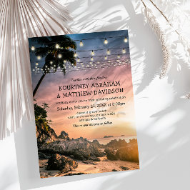 Havsbads strand solnedgång bröllop inbjudningar