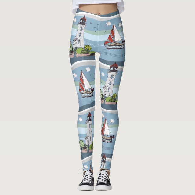 Havsbaljväxter i Mönster Leggings (Framsida)