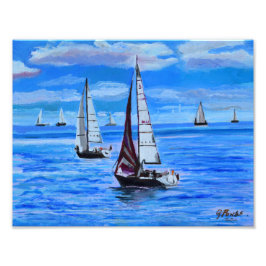 Havsbåtar i havet fototryck