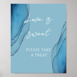 Havsblå akvamarin kärlek är söt bröllopsdusch poster