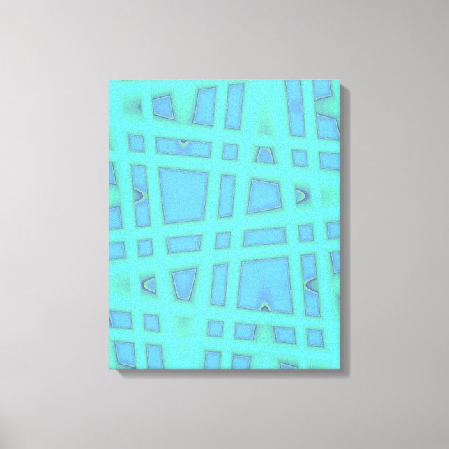 Havsblå Baby blue modern geometrisk våg Mönster Canvastryck (Framsida)