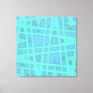 Havsblå Baby blue modern geometrisk våg Mönster Canvastryck