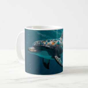 Havsblå delvattendelfiner Porträtt Kaffemugg