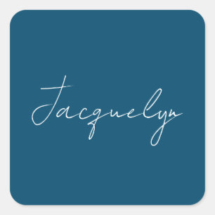 Havsblå Elegant Modern minimalistiskt Namn Fyrkantigt Klistermärke