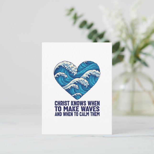 Havsblå Kristus och vinkar design Vykort (Stående Fram)