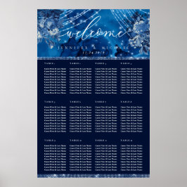 Havsblå marinblommig sittplan för bord poster