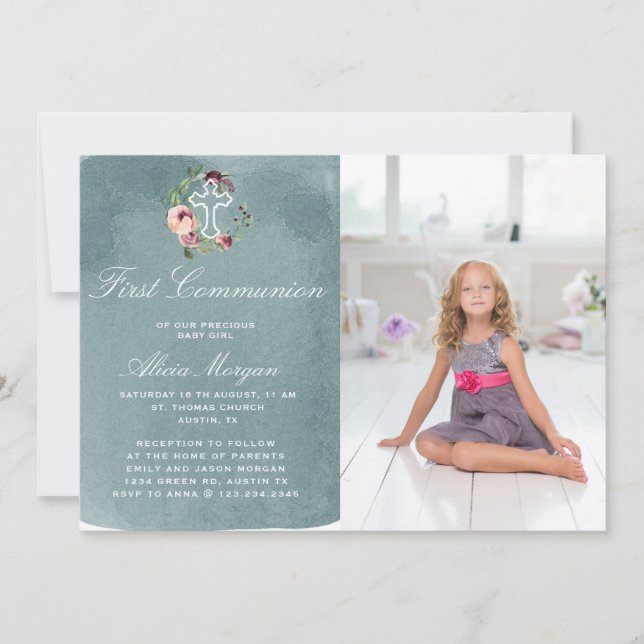 Havsblå marsala-blommigten första kommunfullmäktig inbjudningar (Framsida)