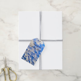 Havsblå och himlar blå reflektioner presentetikett