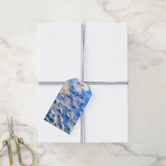 Havsblå och himlar blå reflektioner presentetikett