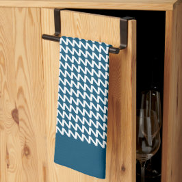 Havsblå och vit modern Vass Vinkara Kökshandduk